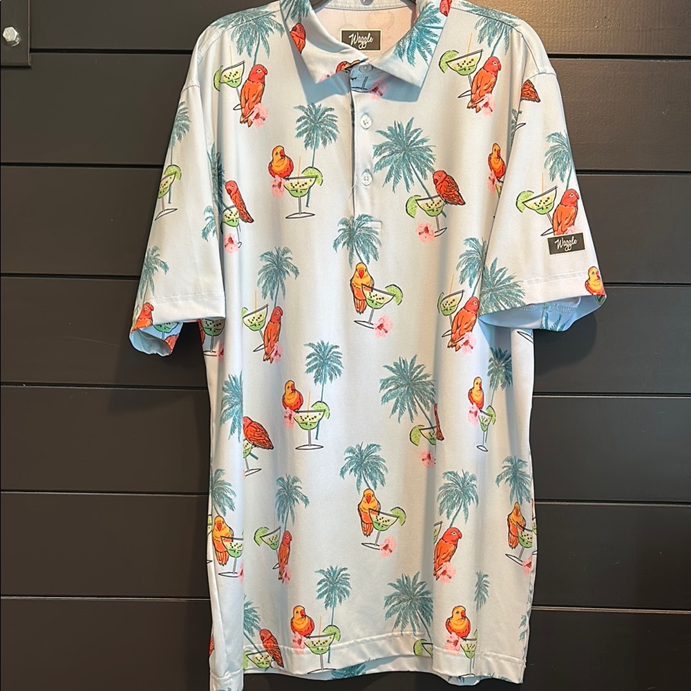 Men's Waggle Tropical Print Golf Shirt